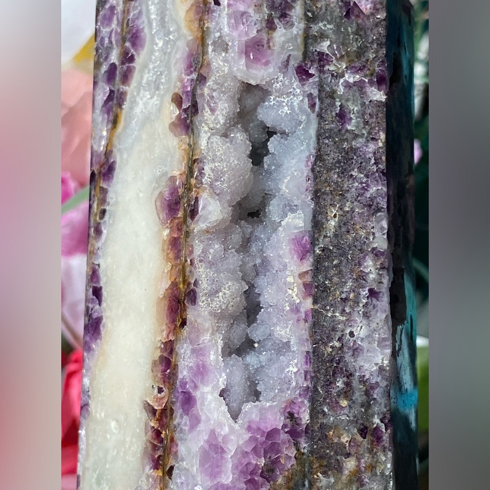 12” Sugar Druzy Sphalerite & Purple Fluorite Tower - Picture 7 of 14